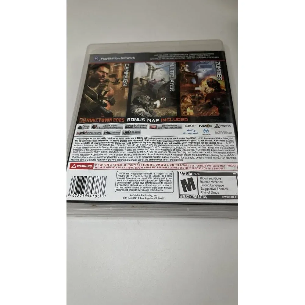PS3 Call of Duty: Black Ops II Video‎ Game (Sony PlayStation 3, 2012)